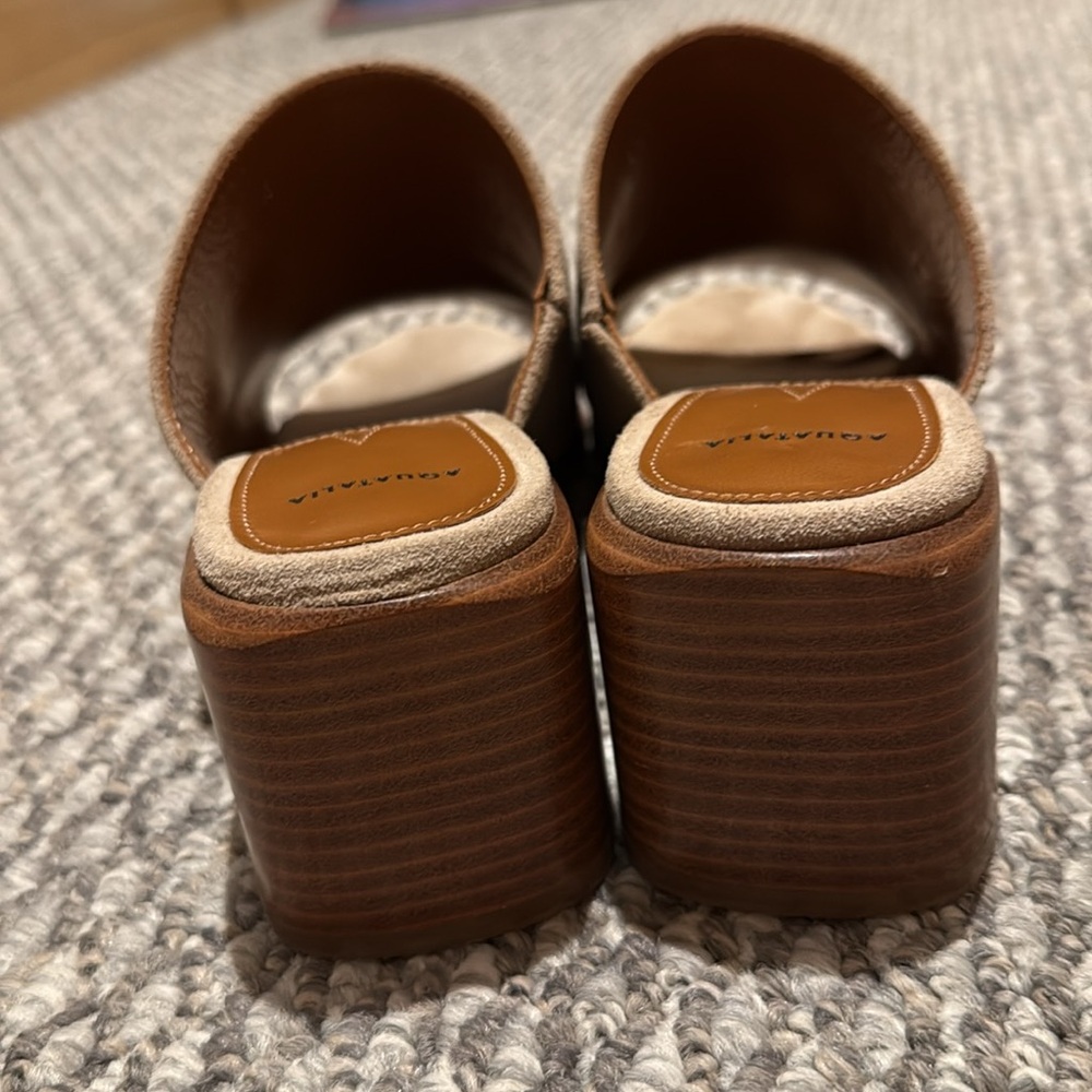 Aquatalia Suede Open-Toe Mules in Beige - Picture 4 of 7